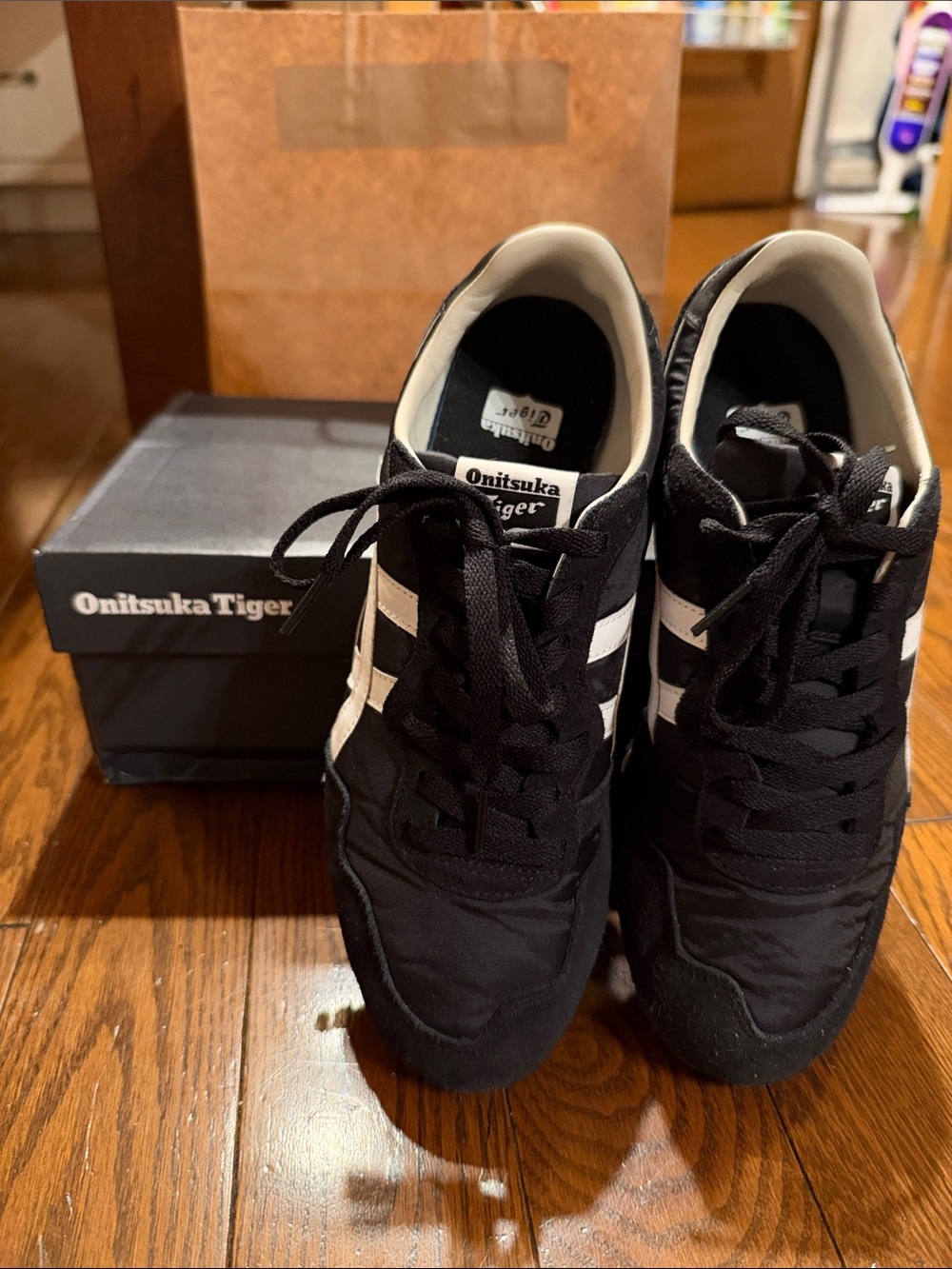 Onitsuka Tiger Serrano by Asics Men’s Black with White Stripes Sneakers
